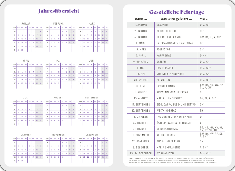 Großer Wochenkalender: Drei Minuten Tagebuch 2023 - Palmen (All about purple)