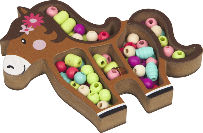 Holzperlenset in ponyförmiger Schale - Mein kleiner Ponyhof
