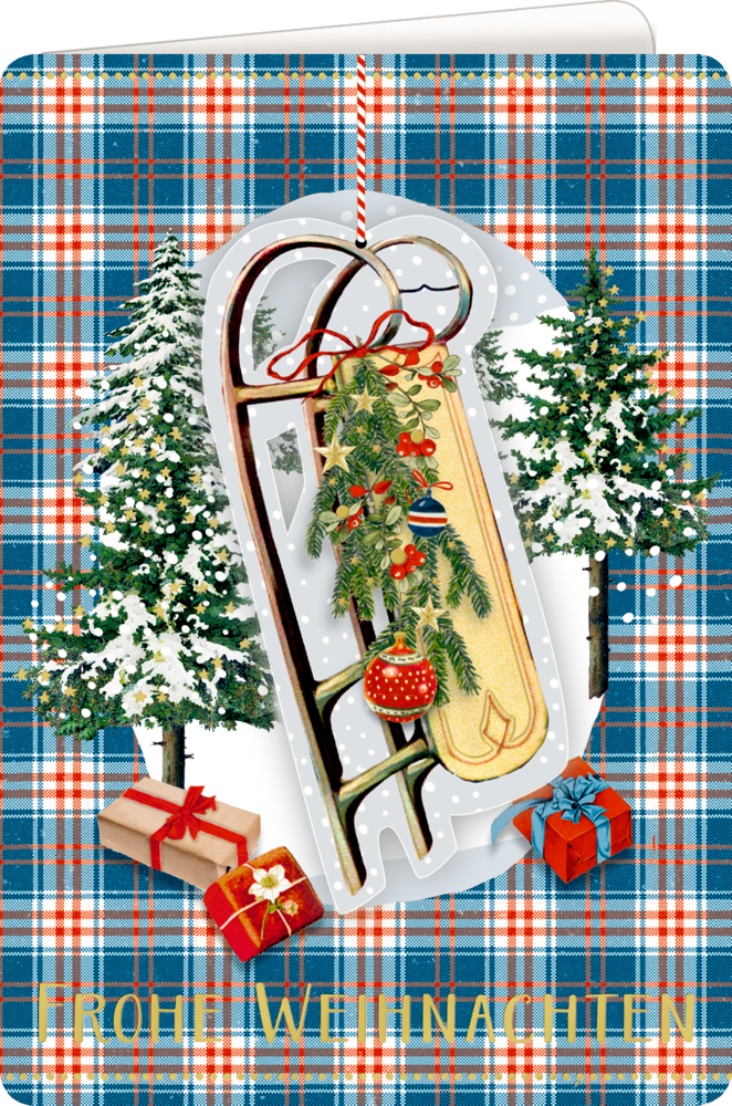 Weihnachtskarte - Schlitten (Lichterhelle Weihnachtszeit)