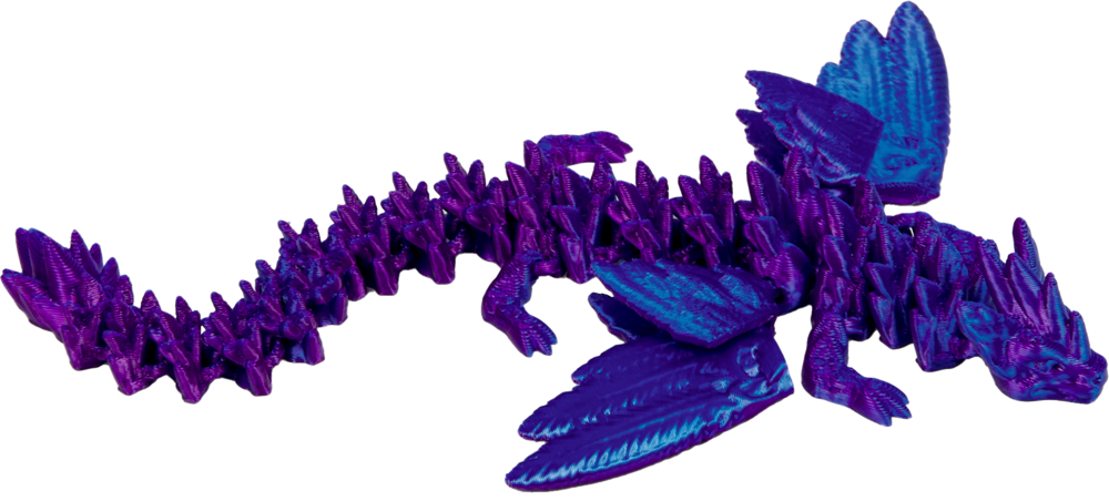 blau/lila, Kristall-Drache mit Flügeln - Kristalltier