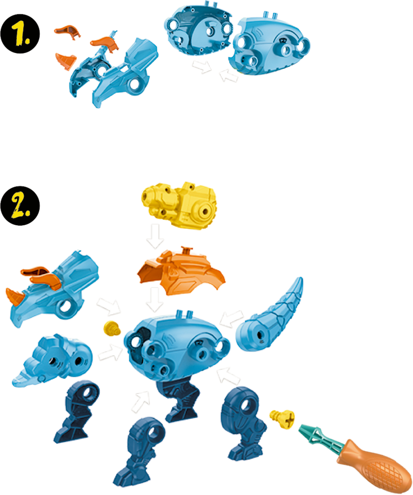 Dino Bausatz Triceratops mit Kanone - Wild+Cool