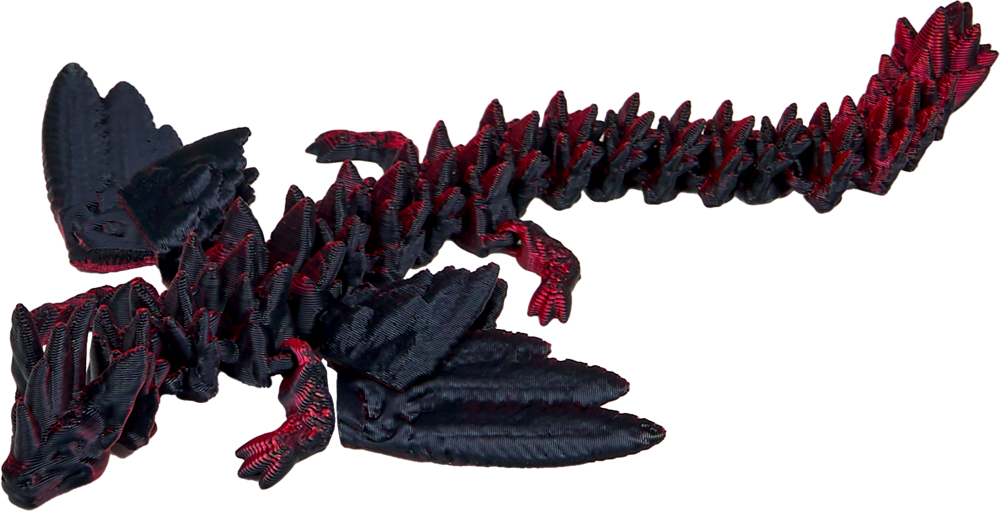 schwarz/rot, Kristall-Drache mit Flügeln - Kristalltier