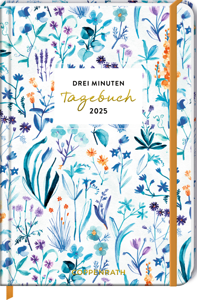 Großer Wochenkalender: 3 Minuten Tagebuch 2025 - Blumen weiß (All about blue)