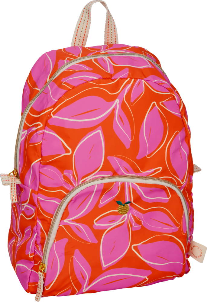 orange/pink (Blätter), Damen-Rucksack mit Falttäschchen Taschenzauber