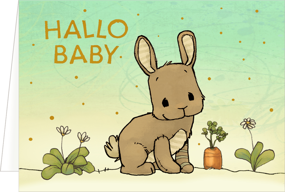 Hase, Mini-Grußkarte: Willkommen (J. Tourlonias)