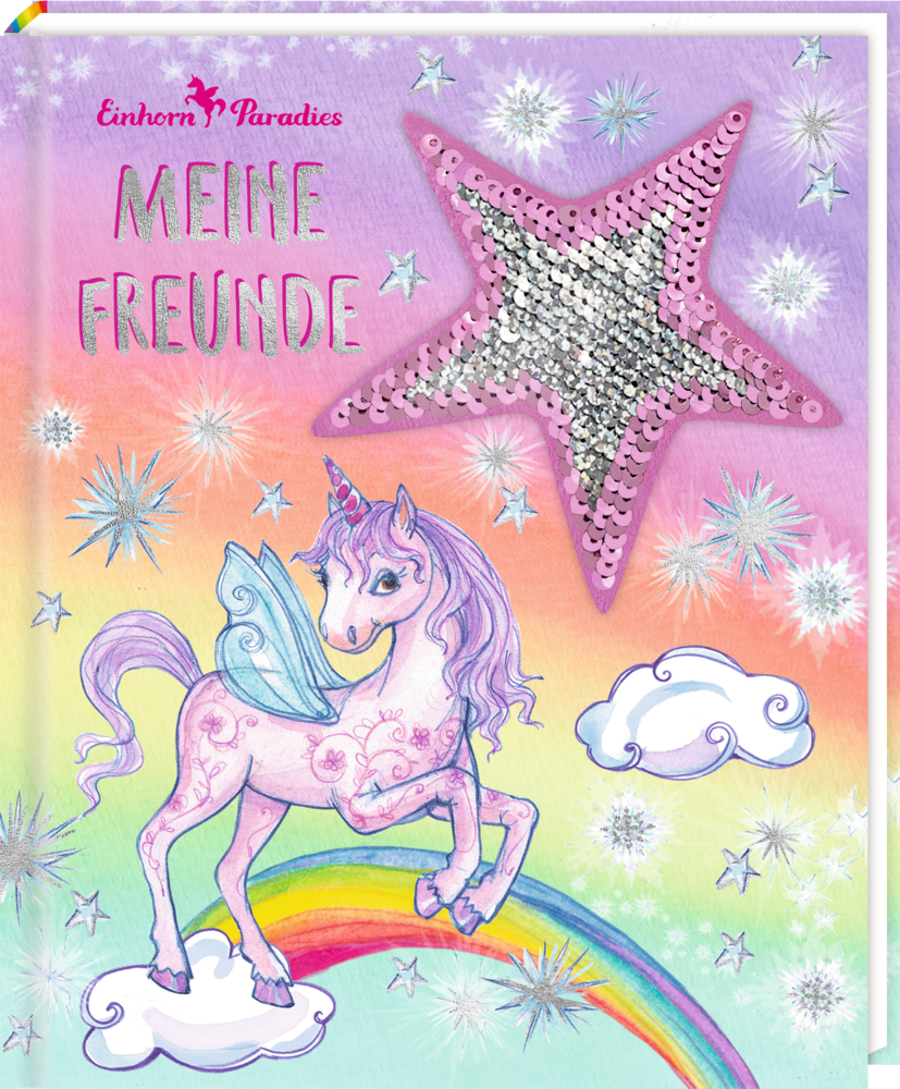 Freundebuch: Einhorn-Paradies  Meine Freunde (mit Wendepailletten)