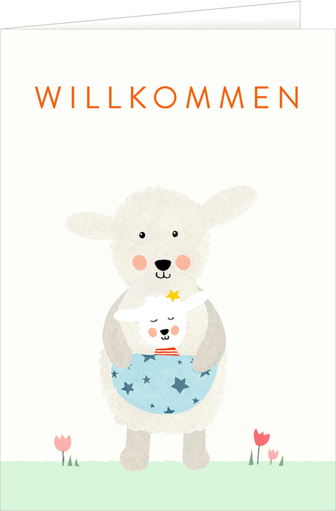 Schaf, Grußkarte Hallo Baby Schaf, Grußkarte Hallo Baby