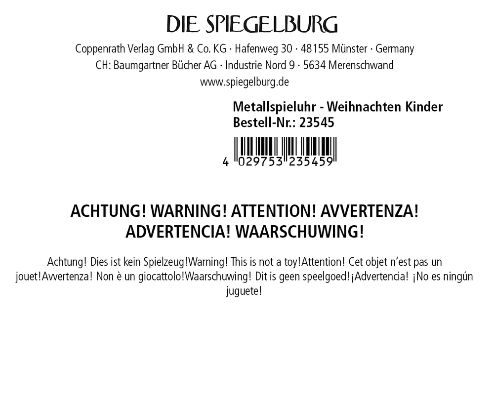 Metallspieluhr - Fröhliche Weihnachten