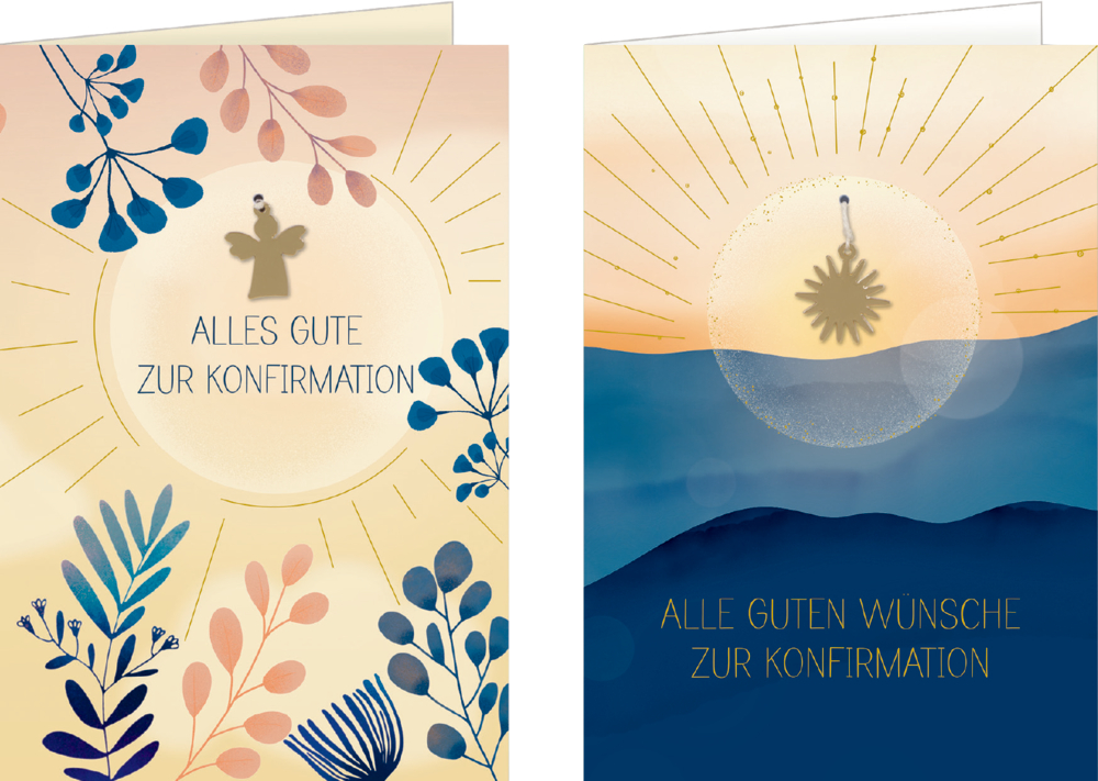 Grußkarte mit Anhänger: Gute Wünsche / Alles Gute zur Konfirmation