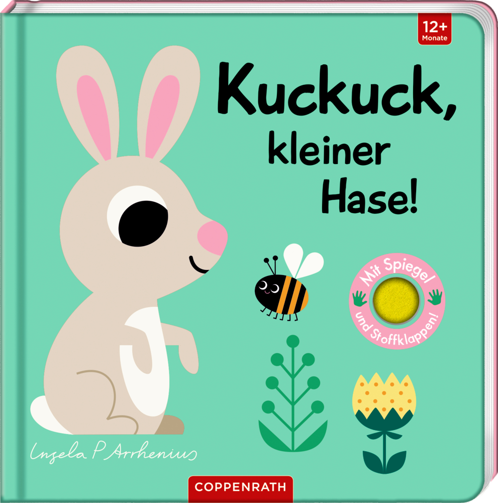 Mein Filz-Fühlbuch: Kuckuck, kleiner Hase! (Fühlen & begreifen) Pappbucheinband mit Cartoon-Hasen, Biene, Blumen und dem Titel "Kuckuck, kleiner Hase!".