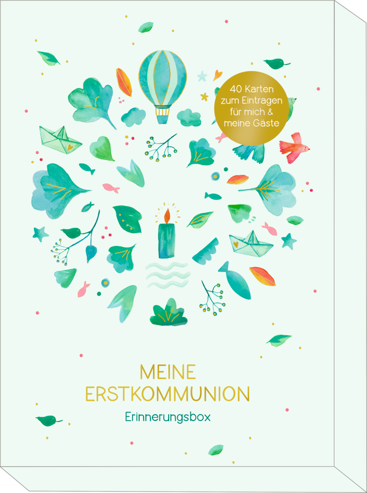 Erinnerungsbox: Meine Erstkommunion (40 Karten zum Eintragen für mich und meine Gäste)