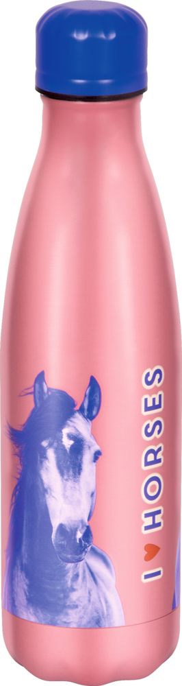 Isolierflasche College aus Edelstahl - I LOVE HORSES (ca. 0,5 l)