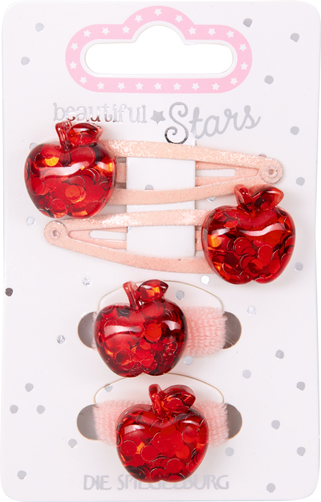 rosa/rot, Haarclip & Haargummi Apfel - beautiful Stars