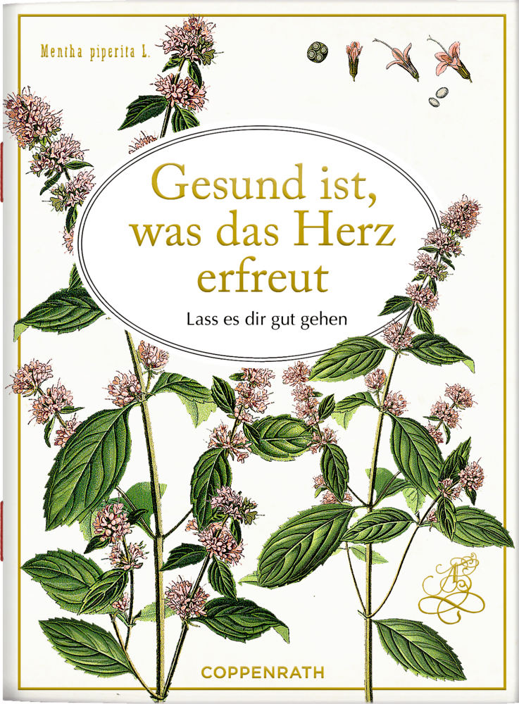 Schöne Grüße: Gesund ist, was das Herz erfreut (AUGUSTINA) "Gesund ist, was das Herz erfreut" Buchcover mit botanischen Illustrationen.
