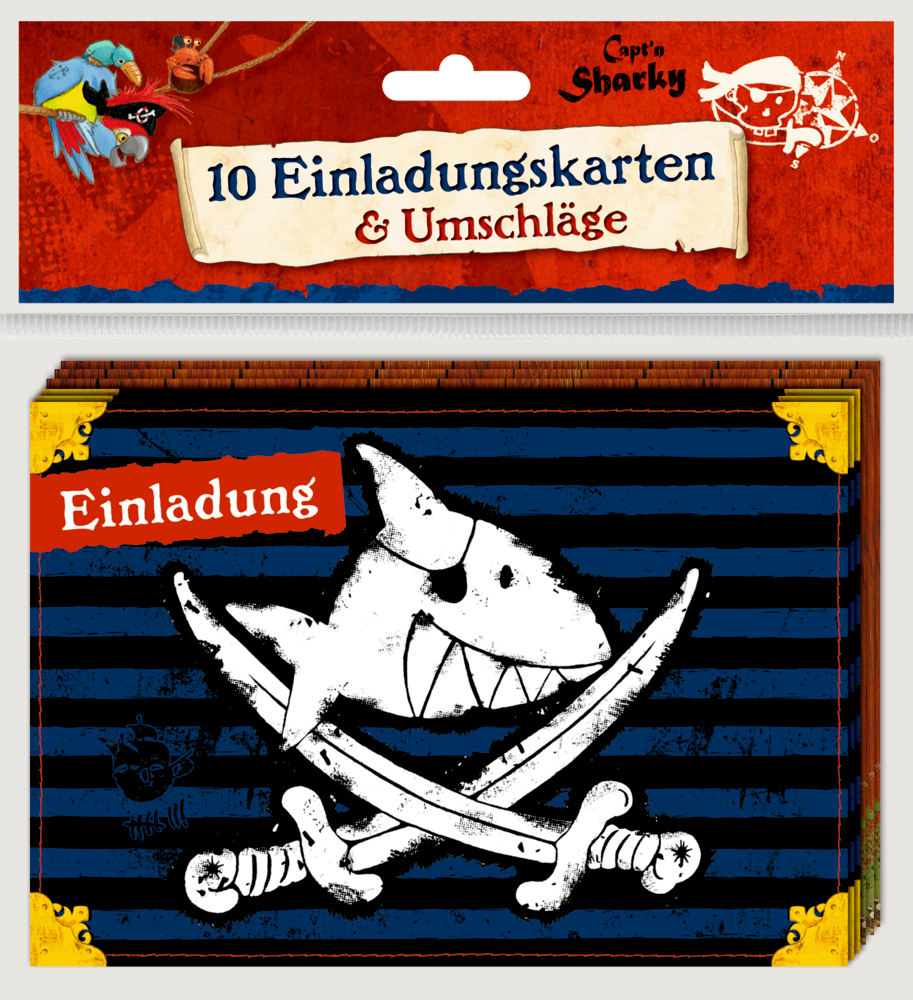 Einladungskarten Capt'n Sharky (10 Stück)