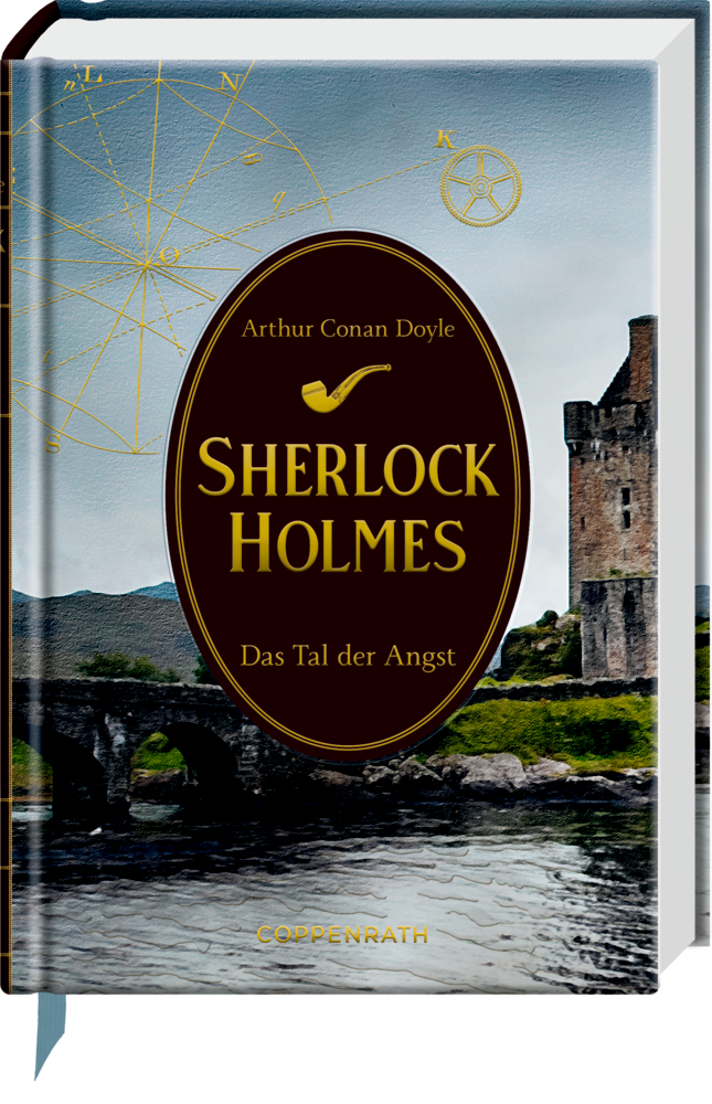 Kleine Schmuckausgabe: Sherlock Holmes (Bd.6) - Das Tal der Angst Buchcover „Sherlock Holmes: Das Tal der Angst“ mit einem Schloss und einem Fluss im Hintergrund.