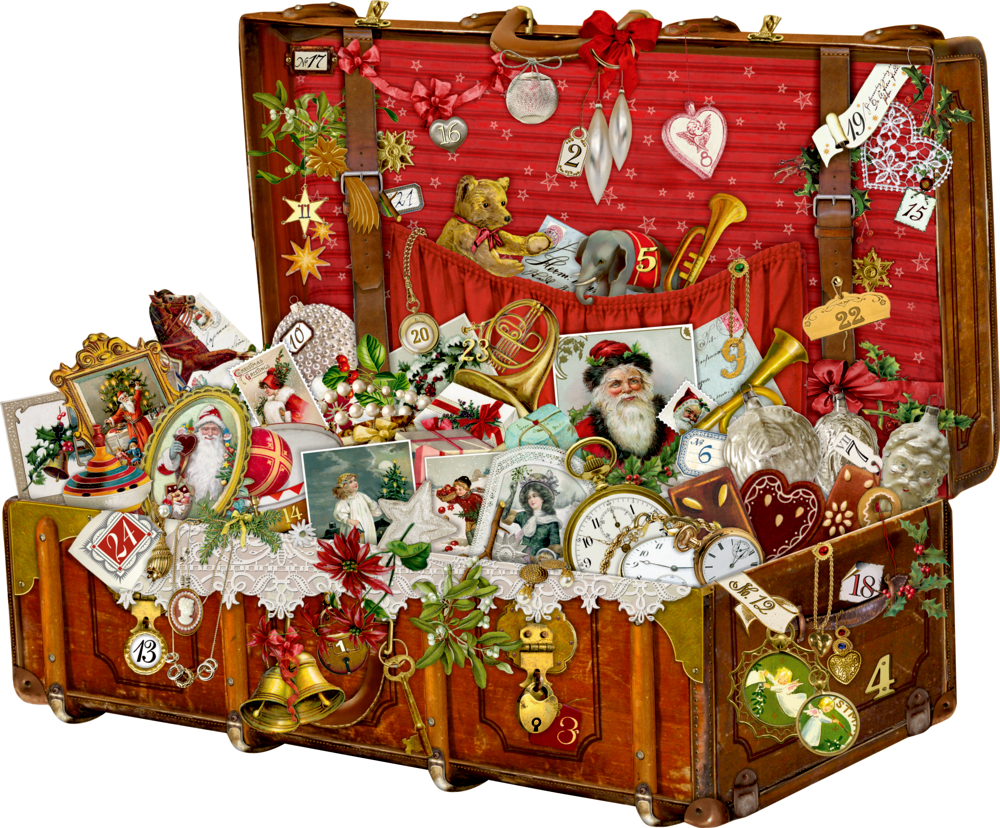 Weihnachtskoffer, Wand-Adventskalender A3 (Behr)