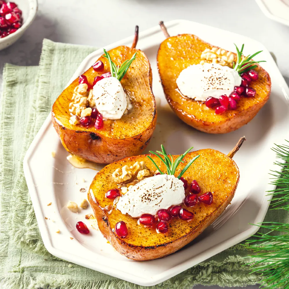 Gratinierte Birnen mit Ziegenfrischkäse