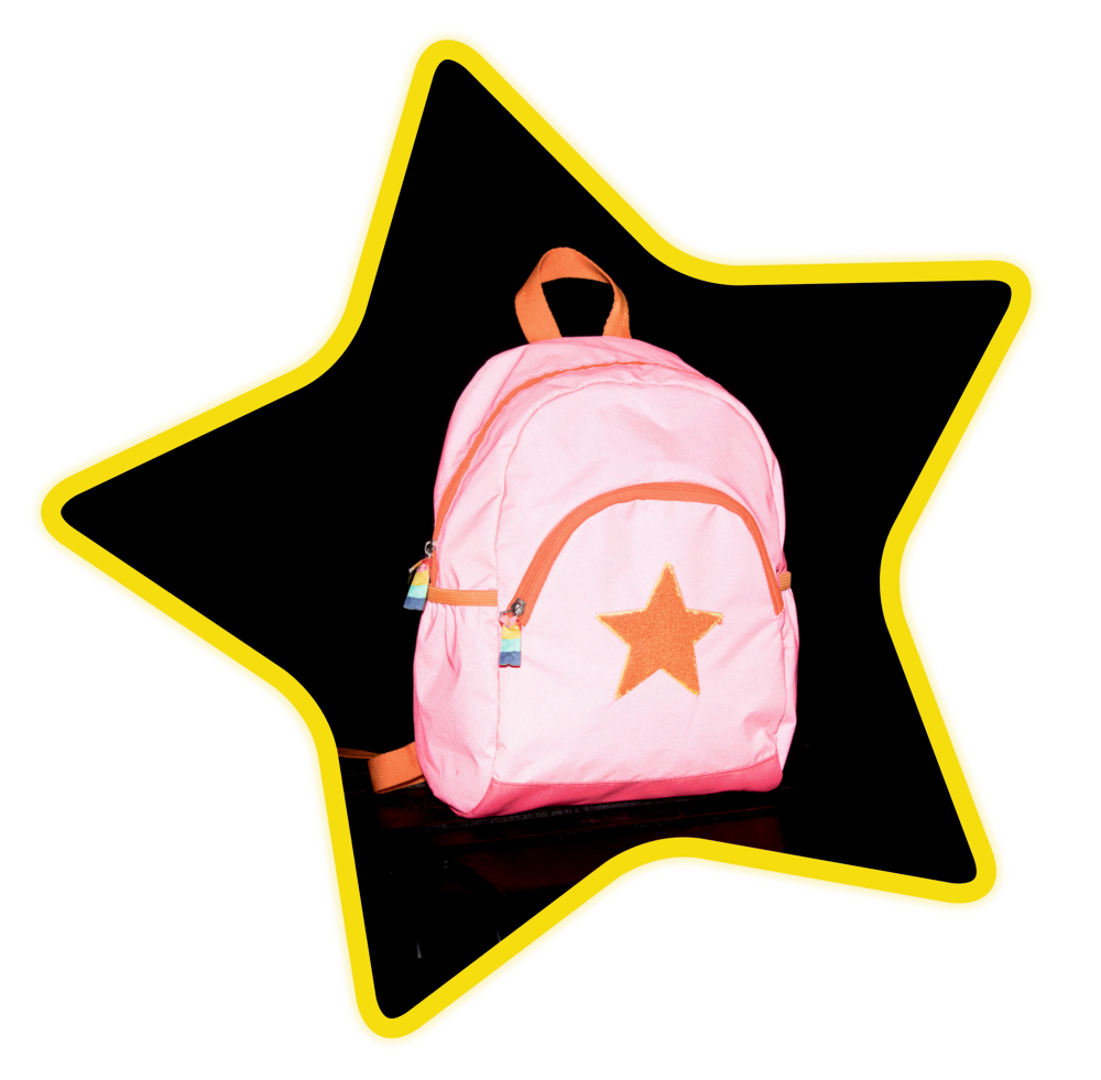 Kinderrucksack "Glühwürmchen" (pink) (mit reflektierendem Material und Mini-Licht)