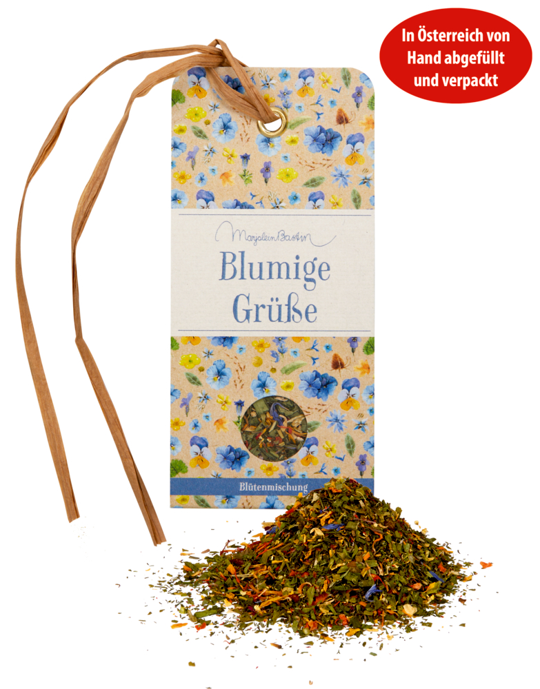 Blumige Grüße, Geschenkanhänger mit Gewürz Natur pur - Bastin
