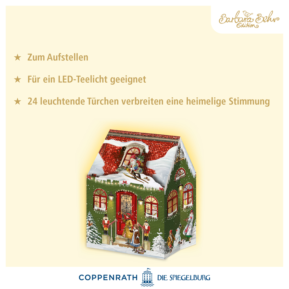 Advents-Hausdekoration für LED-Teelichter mit festlichen Motiven für eine gemütliche Weihnachtsstimmung.