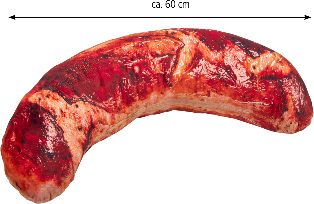 Ein wurstförmiges Objekt, etwa 60 cm lang, darüber ein Messpfeil.
