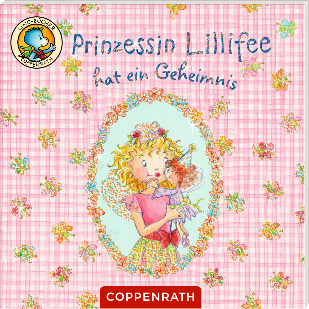 eine gezeichnete Prinzessin mit einer Maus und Blümchen auf dem rosafarbenen Buchcover.