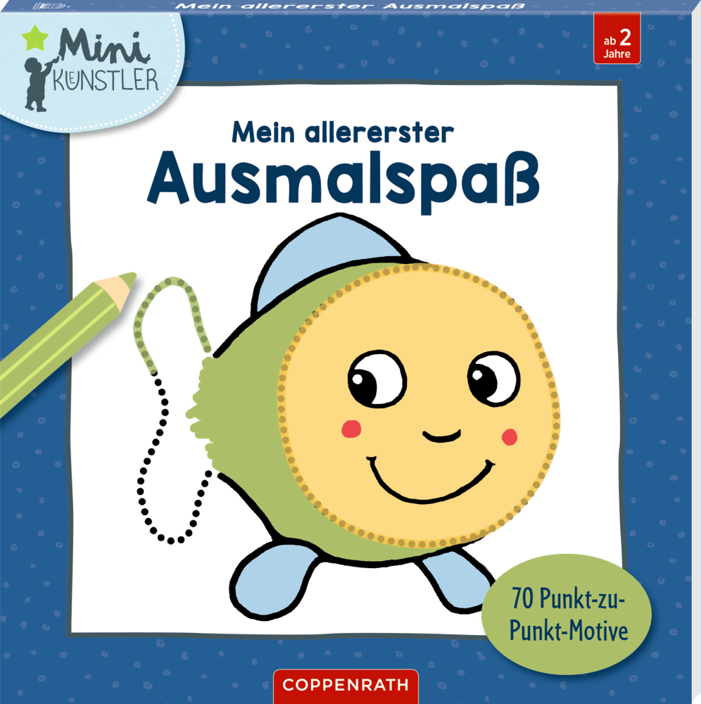 Mein allererster Ausmalspaß: 70 Punkt-zu-Punkt-Motive (Mini-Künstler) Fröhlicher, halb ausgemalter Fisch mit Buntstift auf einem Cover.