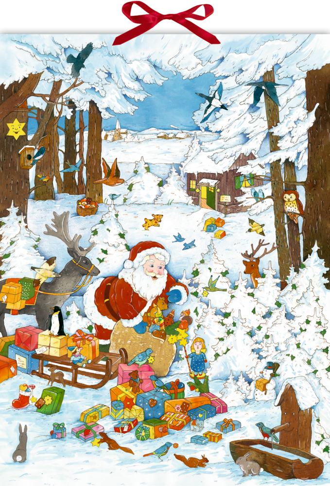 Bescherung im Winterwald, Wand-Adventskalender Bescherung im Winterwald, Wand-Adventskalender