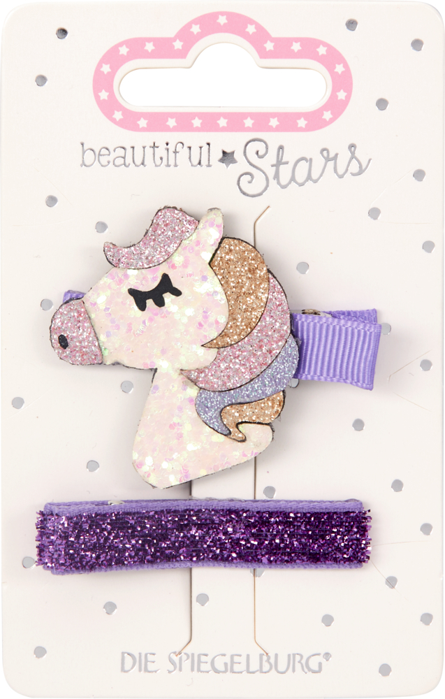 weiß/lila, Haarclip Glitzerpferde - beautiful Stars