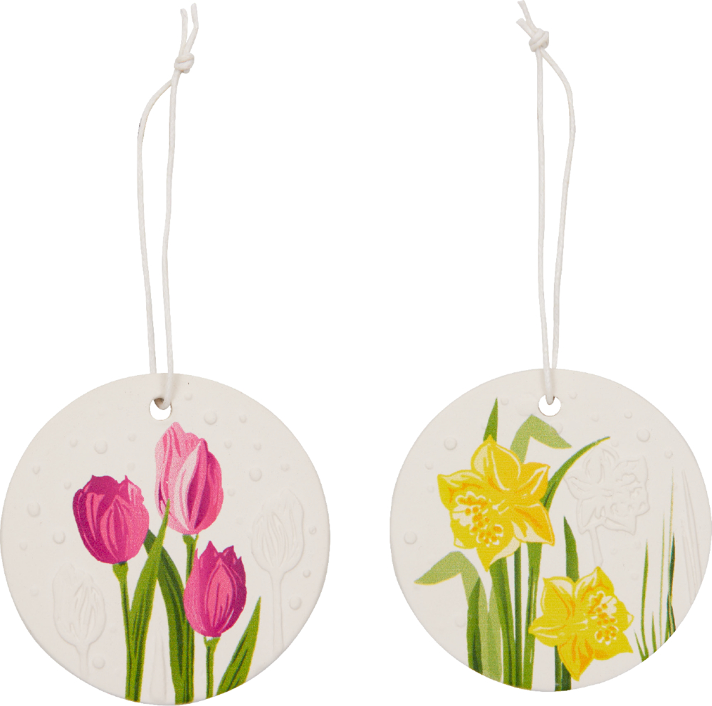Porzellan-Anhänger mit Blumenmotiv - Frohe Ostern
