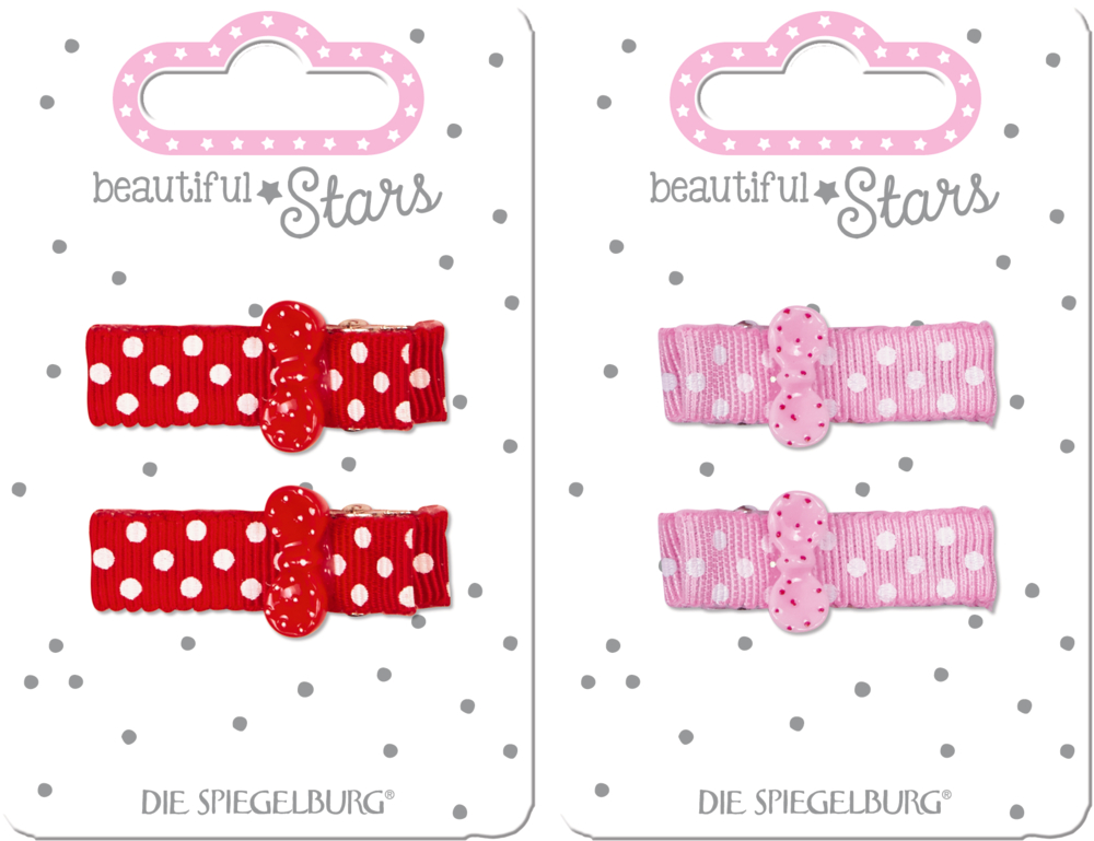 rosa Haarklammer Stoff + Schleife  beautiful Stars
