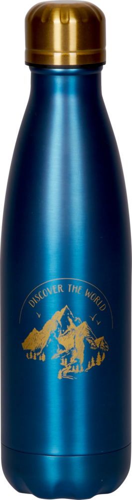 Isolierflasche "Discover the world" aus Edelstahl - Reisezeit (ca. 0,5l)