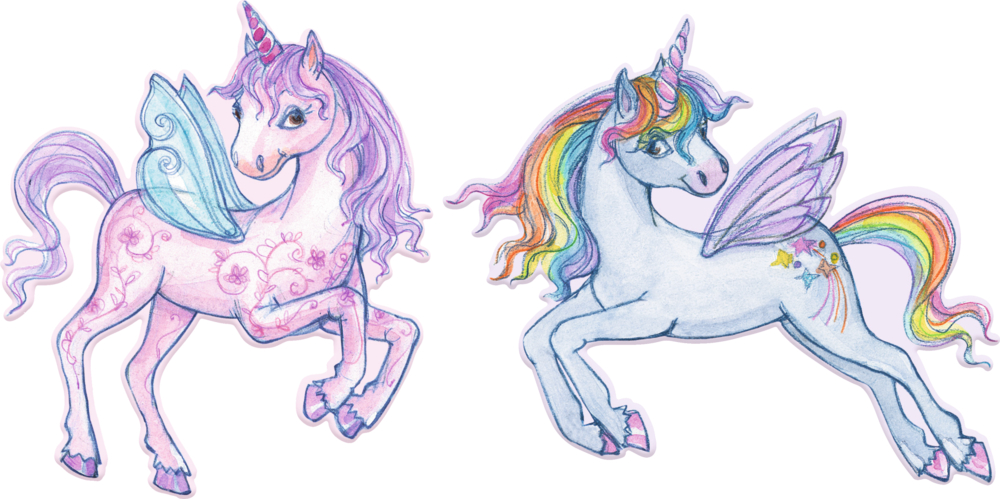 Fluoreszierender Sticker Einhorn Paradies