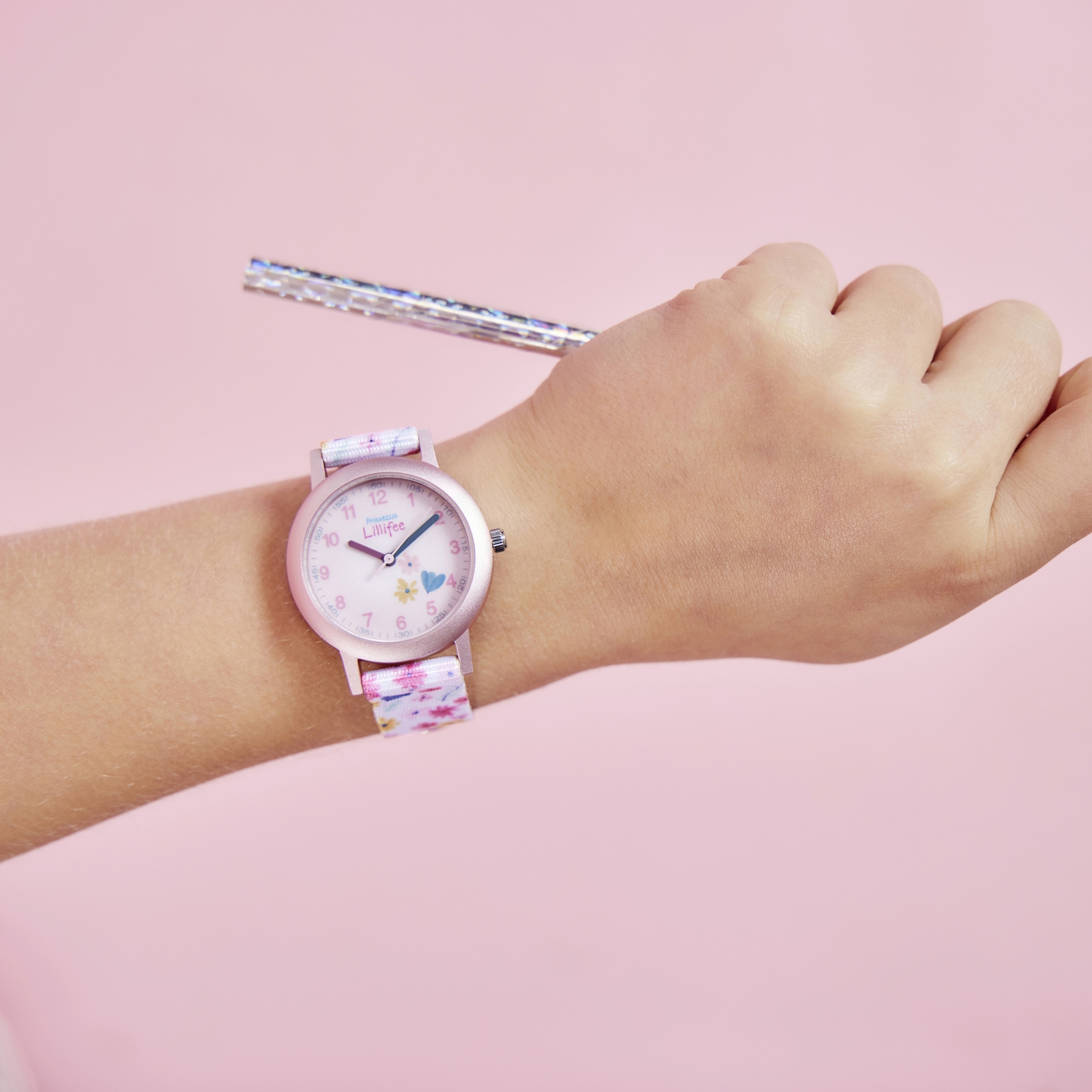 rosa/weiß, Armbanduhr Prinzessin Lillifee (Lizenzmarke Amor)
