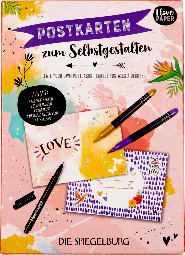 Postkarten zum Selbstgestalten - I love Paper