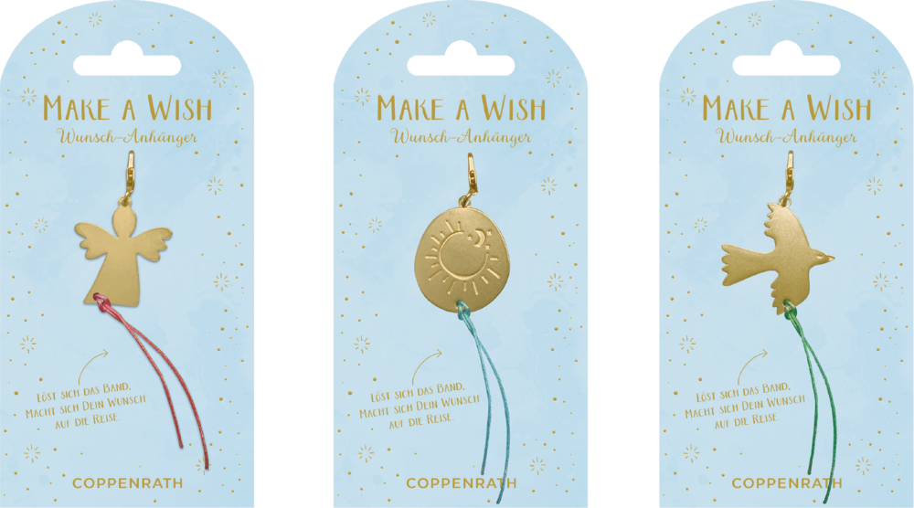 Engel, Schmuckanhänger mit Wunschband: Make a wish