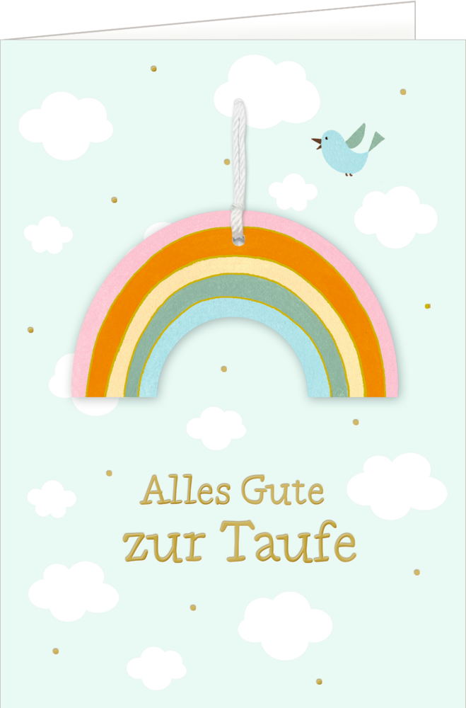 Grußkarte - Alles Gute zur Taufe - Regenbogen hellblau Grußkarte - Alles Gute zur Taufe - Regenbogen hellblau