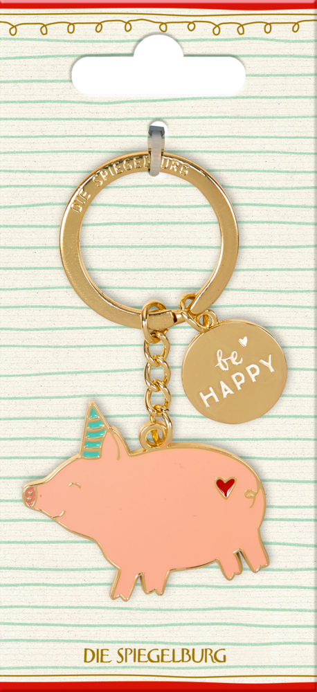 Schlüsselanhänger Glücksschwein (aus Metall) - Viel Glück
