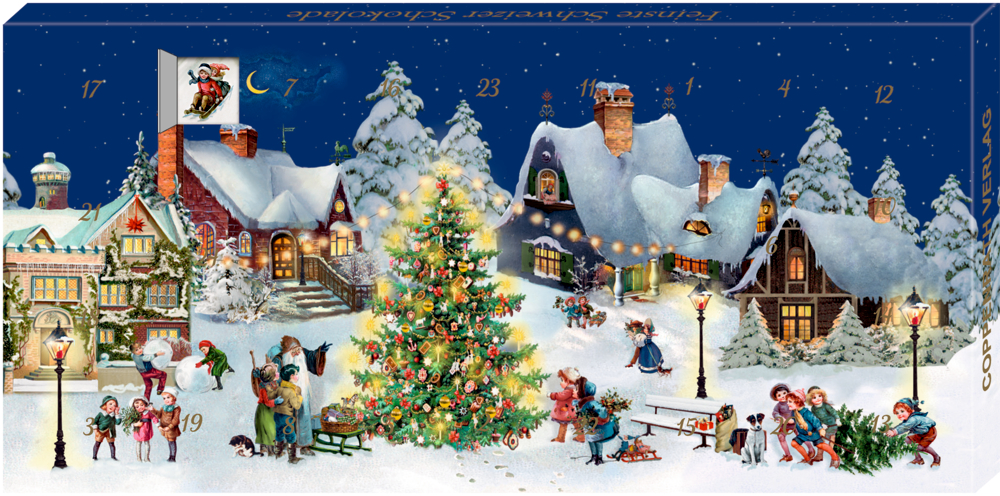 Weihnachtsdorf, Adventskalender-Schokolade (Behr)