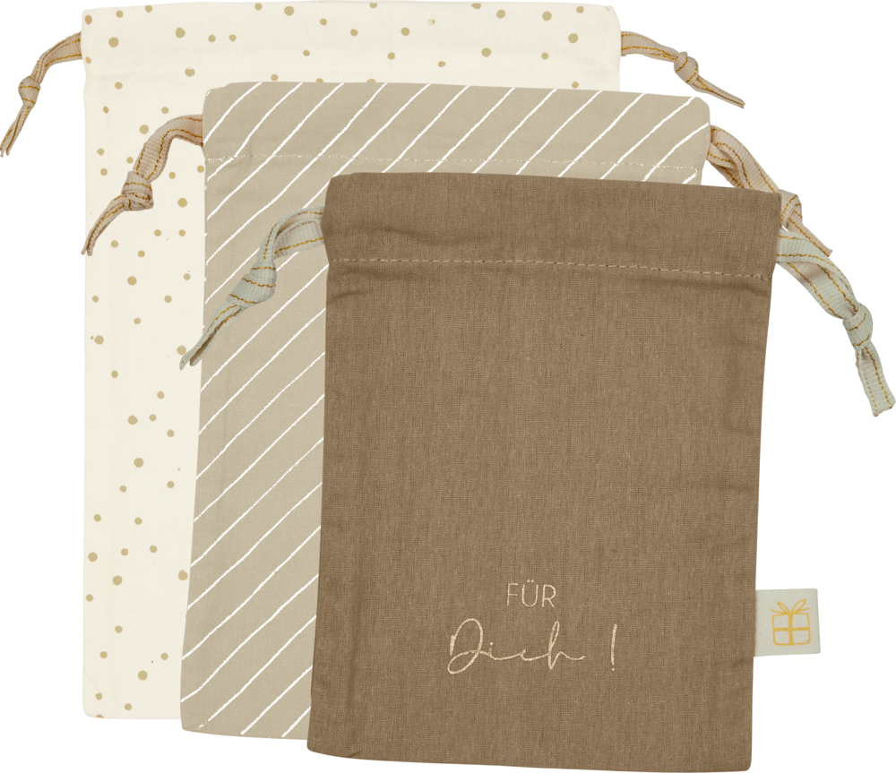 Geschenksäckchen taupe (3 Stück im Set) - WinterLiebe