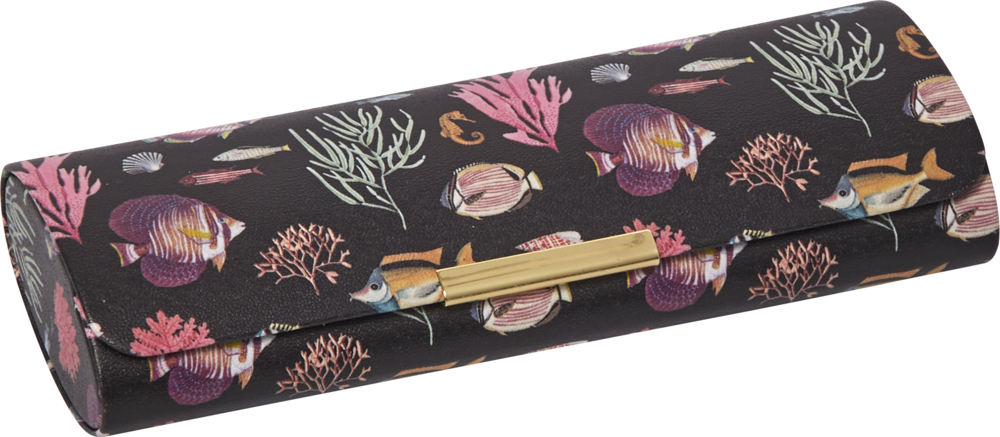 Brillenetui mit Putztuch Fische "I love my Ocean", dunkel