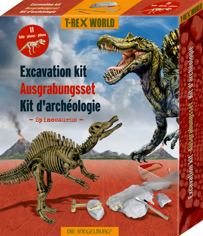 Ausgrabungsset Spinosaurus T-Rex World T-Rex World Spinosaurus-Ausgrabungsset mit Dinosauriermodellen und illustrierten Ausgrabungswerkzeugen.
