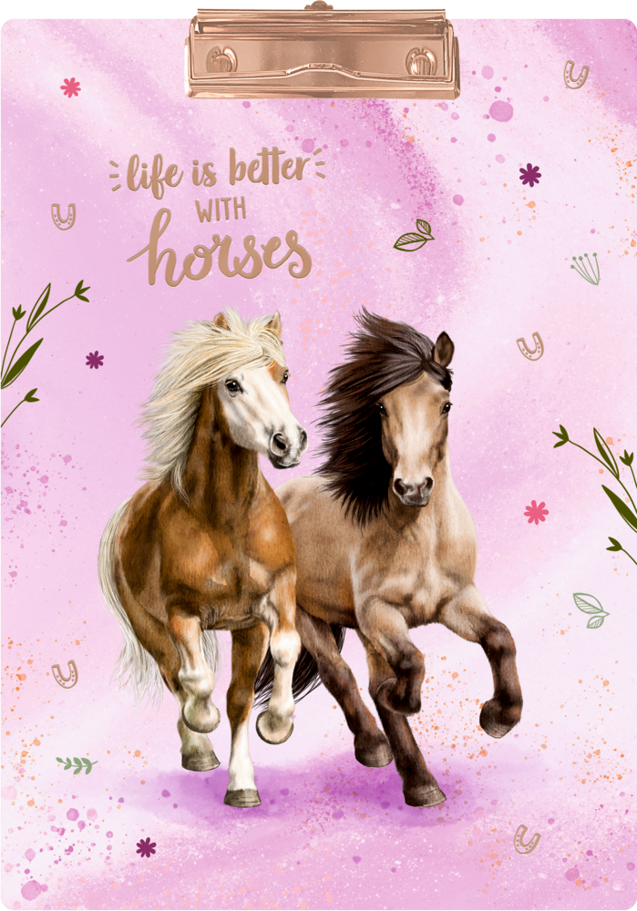 Klemmbrett DIN A4 Pferdefreunde - life is better with horses