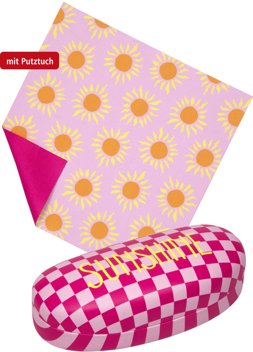 kariert/Sunshine, Brillenetui mit Putztuch - I love Summer kariert/Sunshine, Brillenetui mit Putztuch - I love Summer